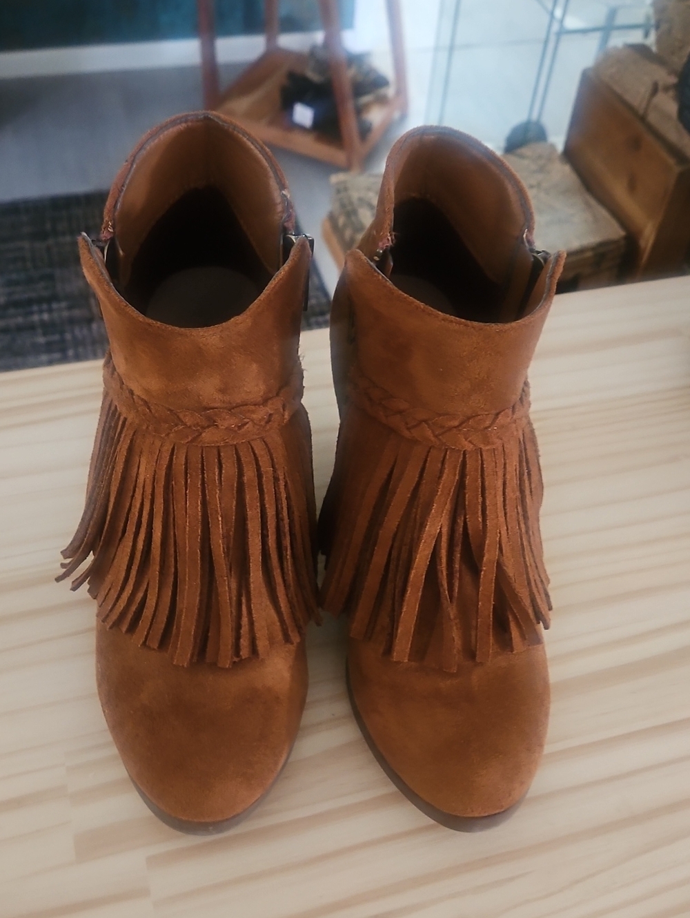 Pierre Dumas Suede Fringe Ankle Booties - Brown